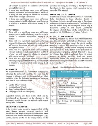 A Study on Self Concept in Relation to Academic Achievement Among B.Ed ...