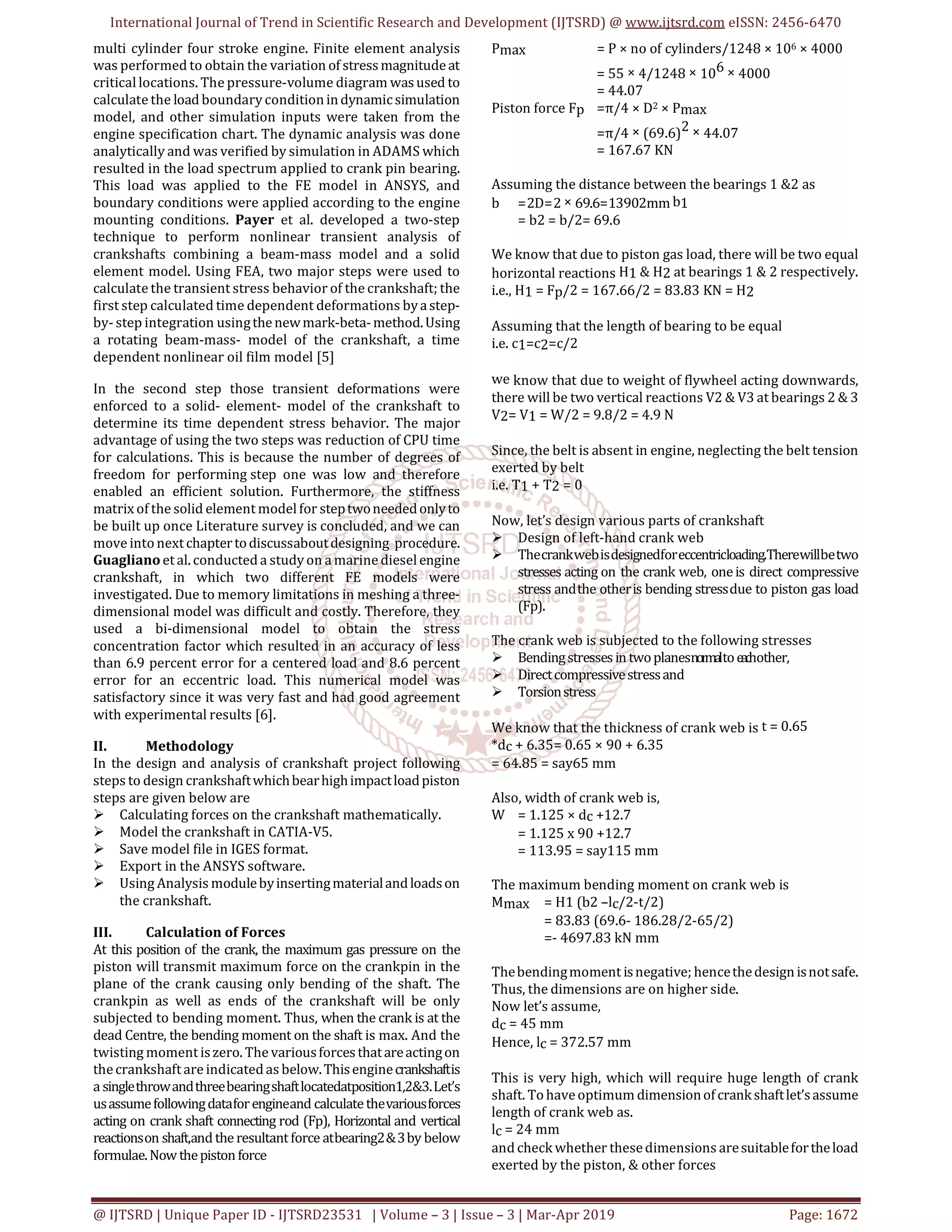 Design and Analysis of Crankshaft for Internal Combustion Engine | PDF