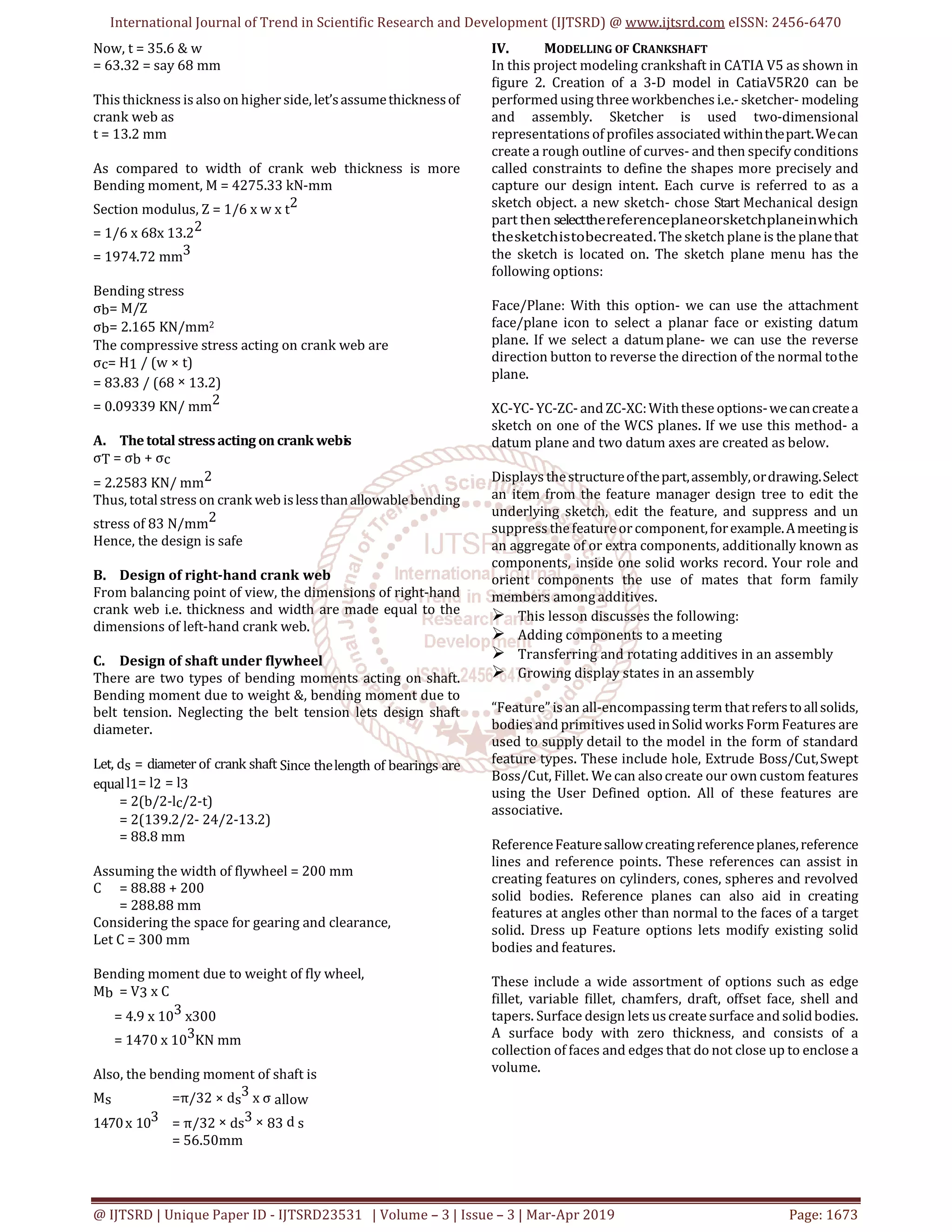 Design and Analysis of Crankshaft for Internal Combustion Engine | PDF