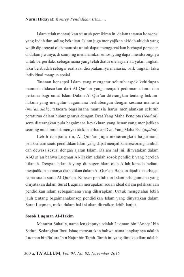 Konsep Pendidikan Islam Menurut Q S Luqman Ayat 12 19