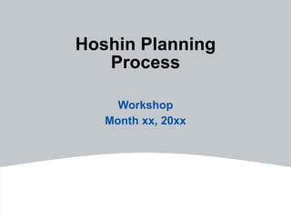 Hoshin Planning
Process
Workshop
Month xx, 20xx
 