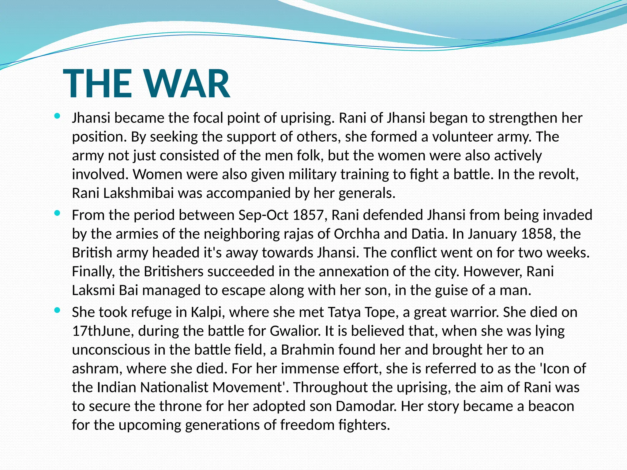 Kalpi Rani Presentation of Rani Lakshmi Bai in today date | PPTX