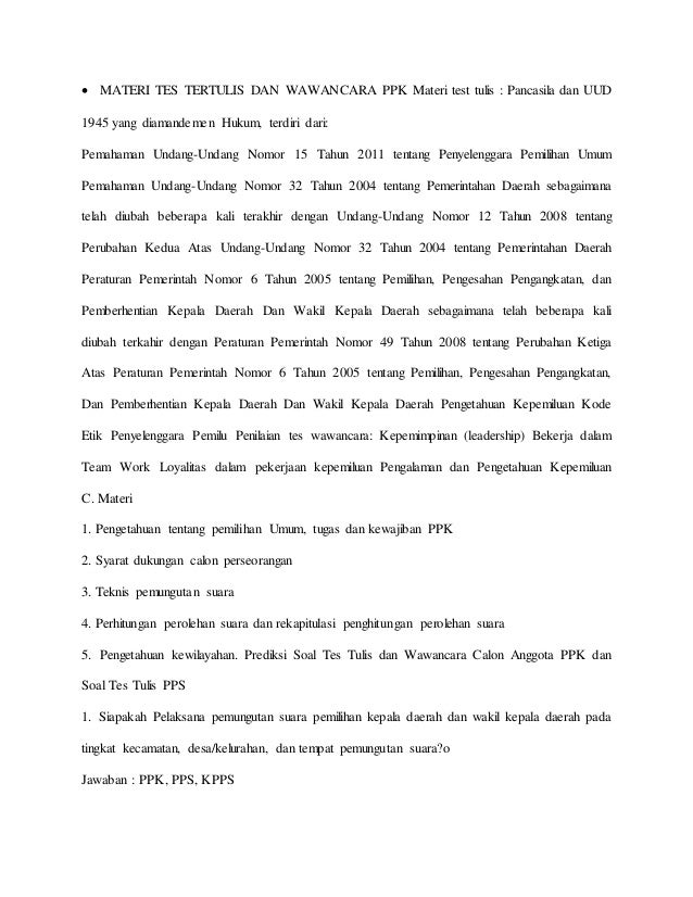 359332711 Materi Tes Tertulis Dan Wawancara Ppk Materi Test Tulis
