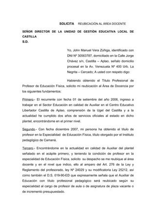 SOLICITO: Exoneración del 50% del pago del
curso de Titulación
SEÑOR DECANO DE LA FACULTAD DE ECONOMÍA
Dr. Adolfo Prado Cá...