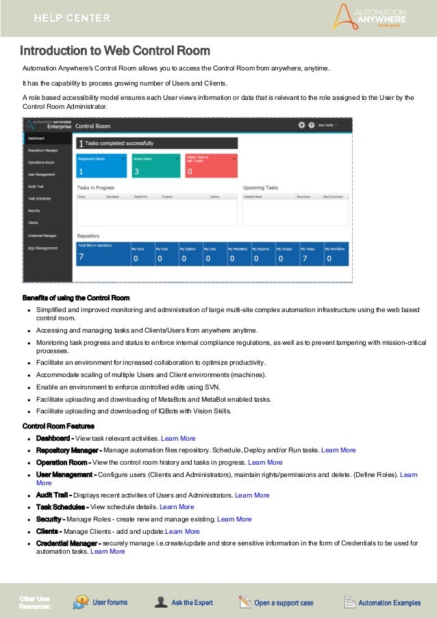 automation anywhere development client runtime client and control room