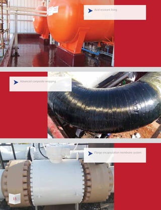 Acid resistant lining
Flange encapsulation membrane system
Advanced composite wrapping
15
 