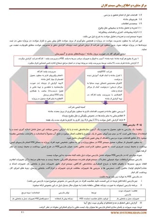 ‫کاران‬ ‫سيستم‬ ‫رساوی‬ ‫اطالع‬ ‫ي‬ ٌ‫مشاير‬ ‫مرکس‬
WWW.SYSTEMKARAN.COM21
1.7‫السأبت‬ُ‫لج‬‫اظ‬ْ‫ا٘زب‬‫تحمیك‬ٚ‫ثطضؾی‬
1.8‫ٞعیٟٟٙبی‬ٝ‫حبزح‬
1.9‫رٕٗجٙسی‬‫اَالٖبت‬
1.10ٝ‫تزعی‬ُٚ‫تحّی‬ٝ‫حبزح‬ٚ‫ضیكٟیبثی‬ُّٖٔٛ‫ٚل‬
1.11ٝ‫اضائ‬‫پیكٟٙبزات‬‫وٙتطِی‬ٚ‫السأبت‬ٝ٘‫پیكٍیطا‬
ٕٝ٘ٛ٘ٓ‫ؾیؿت‬‫حجت‬ٚٝ‫تزعی‬ُٚ‫تحّی‬‫حٛازث‬ٝ‫ث‬‫قطح‬ُ‫شی‬‫ٔی‬:‫ثبقس‬
ٗ‫ای‬‫قطوت‬ٝ‫ث‬‫ٔٙٓٛض‬‫ٔسیطیت‬‫حٛازث‬‫زض‬ٜ‫پطٚغ‬ٚٗ‫ٕٞچٙی‬‫رٌّٛیطی‬‫اظ‬‫ثطٚظ‬‫حٛازث‬ُ‫لبث‬‫پ‬‫ثیٙی‬ ‫یف‬ٚ‫تىطاض‬‫حٛازث‬‫زض‬ٜ‫پطٚغ‬‫زض‬ ‫ؾٗی‬‫حجت‬
‫ضٚیسازٞب‬‫زض‬ٜ‫پطٚغ‬‫ذٛاٞس‬‫ٕ٘ٛز‬.ٗ‫ثسی‬‫ٔٙٓٛض‬ٗ‫ای‬‫قطوت‬‫اظ‬‫ضٚـ‬‫ارطایی‬‫حجت‬،‫ضٚیساز‬‫زٞی‬ ‫ٌعاضـ‬ٚ‫ٔسیطیت‬‫حٛازث‬‫فّٛچبضت‬ ‫ُٔبثك‬‫تجٗیت‬‫ٔی‬
‫ٕ٘بیس‬.
‫ضٚـ‬‫ارطای‬‫وبض‬‫زض‬‫نٛضت‬‫ثطٚظ‬ٝ‫حبزح‬/‫ضٚیسازٞبی‬‫رسی‬ٚ‫آؾیجط‬ٖ‫ؾب‬
14-3-‫ببصسسی‬HSE
‫ضإٞٙب‬:‫یه‬‫ثبظضؾی‬ٝ‫ث‬‫َٛض‬َٕٛٗٔٝ‫ث‬‫نٛضت‬‫یه‬ٖٛٔ‫آظ‬‫ؾبظٔب٘سٞی‬ٜ‫قس‬ٚ‫یب‬‫یه‬‫اضظیبثی‬‫ضؾٕی‬‫ٔیجبقس‬.ٗ‫ای‬ُُٖٕٔ‫قب‬ٜ‫ا٘ساظ‬،‫ٌیطی‬‫تؿت‬ٚ‫یب‬
ٜ‫اؾتفبز‬‫اظ‬‫ٞبیی‬ ٝ‫ؾٙز‬‫اؾت‬ٝ‫و‬‫ثط‬‫ضٚی‬‫ٚیػٌیٟبی‬‫ٔٗیٙی‬‫اظ‬ٔٛ‫ٔٛي‬ ‫یه‬‫یب‬‫فٗبِیت‬َ‫اٖٕب‬‫ٔیكٛز‬ٚ‫٘تبیذ‬ٖ‫آ‬ً‫ال‬ٕٛٗٔ‫ثب‬‫اؾتب٘ساضز‬ٚ‫یب‬‫اِعأبت‬‫ٔكرهی‬ٝ‫ٔمبیؿ‬
‫ٔیكٛز‬‫تب‬‫تُبثك‬ ‫اظ‬‫السأبت‬‫ٔٛضز‬‫ثطضؾی‬‫ثب‬‫اٞساف‬‫اظ‬‫پیف‬ٗ‫تٗیی‬ٜ‫قس‬ٖ‫إَیٙب‬ُ‫حبن‬‫قٛز‬.
ٝ‫ث‬‫ٔٙٓٛض‬ٖ‫إَیٙب‬‫اظ‬‫ّٖٕىطز‬‫نحیح‬ٓ‫ؾیؿت‬HSE‫زض‬‫ؾُح‬ٜ‫پطٚغ‬ٚ‫٘یع‬ٝ‫ث‬‫ٔٙٓٛض‬‫تكریم‬‫تٟٗس‬‫افطاز‬ٝ‫ث‬ ٜ‫پطٚغ‬ُ‫ٔؿبئ‬HSEْ‫ا٘زب‬‫ثبظضؾیٟبی‬،‫ایٕٙی‬
‫ثٟساقت‬ٍٚ‫ٔحی‬‫ظیؿت‬‫يطٚضی‬‫اؾت‬.ٝ‫ث‬ٗ‫ٕٞی‬‫ٔٙٓٛض‬ْ‫الظ‬‫ثركی‬ ‫اؾت‬‫تحت‬ٖ‫ٖٙٛا‬‫ثبظضؾی‬HSE‫زض‬‫َطح‬،‫ایٕٙی‬‫ثٟساقت‬ٍٚ‫ٔحی‬‫ظیؿت‬‫زض‬‫٘ٓط‬
ٝ‫ٌطفت‬.‫قٛز‬
ٕ٘ٝ٘ٛ‫ٔٛاضزی‬ٝ‫و‬‫زض‬‫ثبظضؾی‬HSE‫ٔیتٛا٘س‬ُٔ‫قب‬‫ثبظضؾی‬‫ٔٛاضز‬ُ‫شی‬‫ثبقس‬ٝ‫اِجت‬‫ٔحسٚز‬ٝ‫ث‬ٗ‫ای‬‫ٔٛاضز‬‫٘یؿت‬:
‫ثبظضؾی‬ٓ‫ؾیؿت‬،‫اضتجبَبت‬‫ٔٛاز‬‫قیٕیبیی‬،‫ذُط٘بن‬ٓ‫ؾیؿت‬‫ٞٛای‬،ٜ‫فكطز‬‫ؾیؿتٕٟبی‬،‫اِىتطیىی‬ٍ‫ٔحی‬‫ظیؿت‬ٚ‫ٞبی‬ ٝ‫رٙج‬‫ثب‬ ٍ‫ٔطتج‬،ٖ‫آ‬‫تزٟیعات‬ْ‫اٖال‬ٚ
‫اَفبء‬،‫حطیك‬‫ٔؿیطٞب‬ٚ‫ضاٟٞبی‬‫ترّی‬ٝٚ‫ذطٚد‬،‫ايُطاضی‬‫ؾبٔب٘سٞی‬،‫وبضٌبٞی‬ٓ‫ؾیؿت‬‫اثعاض‬،‫زلیك‬ُٕ‫ح‬ ‫تزٟیعات‬ٚ‫ربثزبیی‬،‫ثبض‬‫تزٟیعات‬‫أساز‬ٚ
‫٘زبت‬(‫وٕىٟبی‬ٝ‫اِٚی‬)،ٗ‫ٔبقی‬،‫آالت‬‫ٞب‬ ‫زؾتطؾی‬ٚ،‫ٞب‬ ‫ذطٚری‬‫تزٟیعات‬‫حفبْت‬‫تزٟیعات‬ ،‫فطزی‬ٚ،‫اثعاضآالت‬‫ربثزبیی‬،ُٙ‫پطؾ‬‫ٞبی‬ ٝ‫ضٚی‬‫ارطای‬،‫وبض‬
‫ثٟساقت‬،‫وبض‬‫ا٘جبض‬.
‫ثبظضؾی‬ ‫زض‬HSE:‫زاقت‬ ٝ‫تٛر‬ ‫ثبیس‬ ‫ظیط‬ ‫ٔٛاضز‬ ٝ‫ث‬
i.ٓ‫تی‬‫ثبظضؾی‬(ٝ‫٘ىت‬ُ‫لبث‬ٝ‫تٛر‬‫زض‬ٗ‫ای‬‫لؿٕت‬‫تبییس‬‫نالحیت‬‫افطاز‬‫زض‬ٓ‫تی‬‫ثبظضؾی‬‫زض‬‫ذهٛل‬ٔٛ‫ٔٛي‬‫ٔٛضز‬.)‫ثبقس‬ ‫ٔی‬ ‫ثبظضؾی‬
ii.ٝٔ‫ثط٘ب‬‫ثبظضؾی‬(‫ٔیتٛا٘س‬ٝ‫ث‬‫نٛضت‬،ٝ٘‫ضٚظا‬،‫ٞفتٍی‬ٝ٘‫ٔبٞب‬‫ثبقس‬)ٝ‫ث‬ٖ‫ٖٙٛا‬َ‫ٔخب‬َٚ‫رس‬ُ‫شی‬‫زض‬ٗ‫ای‬‫ذهٛل‬ٝ‫اضائ‬‫ٔیكٛز‬:
‫فٗبِیت‬/‫تزٟیعات‬‫ٔٛضز‬
‫ثبظضؾی‬
ٍ‫تٛؾ‬‫تٛاتط‬‫ثبظضؾی‬‫اؾتب٘ساضز‬/ٝ‫ضٚی‬ٕ‫ٔطر‬
‫تزٟیعات‬ُٕ‫ح‬ٚ‫ثبض‬ ‫ربثزبیی‬‫اپطاتٛض‬‫زاضای‬‫نالحیت‬/ٜ‫ٕ٘بیٙس‬HSEٝ٘‫ضٚظا‬‫پیف‬‫اظ‬ٜ‫اؾتفبز‬ُِٕٗ‫زؾتٛضا‬HSEُٕ‫ح‬ ‫تزیٟعات‬ٚ‫ثبض‬ ‫ربثزبیی‬
iii.‫ٌعاضـ‬‫زٞی‬‫اُ٘جبق‬ْٚ‫ٖس‬‫اُ٘جبلٟب‬ٚ‫پیٍیطی‬‫رٟت‬ٕ‫ضف‬‫آٟ٘ب‬
ٝ‫تٛر‬:‫رٟت‬‫ؾِٟٛت‬ٚ‫ی‬ٖ‫ىؿب‬‫ؾبظی‬ْ‫ا٘زب‬‫ٞب‬ ‫ثبظضؾی‬ٖ‫ٔیتٛا‬‫چه‬‫ٞبیی‬ ‫ِیؿت‬‫ضا‬‫ثطای‬ْ‫ا٘زب‬ٗ‫ای‬ِٝٛ‫ٔم‬‫زض‬‫٘ٓط‬‫ٌطفت‬.
1-‫پؽ‬‫اظ‬ٔٛ‫ٚل‬ٌٝ٘ٛ‫ٞط‬ٝ‫حبزح‬/ٝ‫حبزح‬ ٝ‫قج‬/‫آؾیت‬ٝ‫ث‬َ‫أٛا‬ٚ‫تزٟیعات‬‫ٔطاتت‬‫ؾطیٗب‬ٝ‫ث‬‫ٚاحس‬HSEٚ‫ؾطپطؾت‬‫ٚاحس‬/ٜ‫وبضٌب‬‫قطوت‬‫ٌعاضـ‬‫ٔیٍطزز‬.
2-‫ٌعاضـ‬ٝ‫حبزح‬‫ْطف‬‫ٔست‬24‫ؾبٖت‬ٍ‫تٛؾ‬‫ؾطپطؾت‬‫ٚاحس‬َٝٛ‫ٔطث‬ٝ‫تٟی‬ٚ‫زض‬‫اذتیبض‬‫شیهالح‬ ٕ‫ٔطار‬(ٜ‫ازاض‬ٗ‫تبٔی‬‫ارتٕبٖی‬)‫لطاض‬‫ٔیٍیطز‬.
‫قطوت‬HSE‫ٚاحس‬
1َ‫.وٙتط‬ٝ‫حبزح‬‫ثب‬‫وٕه‬‫آٔٛظـ‬ ‫افطاز‬ٜ‫زیس‬
ٚ‫حطاؾت‬
2‫.اٖع‬ْ‫ا‬ٗ‫ٔهسٚٔی‬‫رٟت‬ ‫احتٕبِی‬‫ٔساٚا‬ٝ‫ث‬
‫زضٔب٘ی‬ ‫ٔطاوع‬/‫زضذٛاؾت‬‫وٕه‬‫اظ‬‫ٔطاوع‬
‫أساز‬ٚ‫٘زبت‬
3‫.ٕٞىبضی‬‫ثب‬‫ؾطپطؾت‬‫ٚاحس‬/ٜ‫وبضٌب‬‫زض‬
‫ٌعاضـ‬ ٝ‫تٟی‬‫اظ‬ٝ‫حبزح‬
ٜ‫ٚاحس/وبضٌب‬ ‫ؾطپطؾت‬
1ْ‫.ا٘زب‬‫پیٍیطیٟبی‬ْ‫الظ‬ٝ‫ث‬‫ٔٙٓٛض‬َٛ‫حه‬
ٖ‫إَیٙب‬‫اظ‬‫ٟٔبض‬ُٔ‫وب‬ٝ‫حبزح‬
2ٝ‫.تٟی‬‫ٌعاضـ‬‫اظ‬‫ضٚیساز‬(‫زض‬‫نٛضت‬
ٝ‫٘یبظٔهبحج‬‫ثب‬ٗ‫قبٞسی‬ٚٝ‫تٟی‬‫ٖىؽ‬ٚ
ّٓ‫فی‬)‫زضٔست‬48‫ؾبٖت‬‫ثب‬‫ٕٞىبضی‬
‫ٚاحس‬HSE‫ٚؾبیط‬ُٙ‫پطؾ‬
3ٔ‫.اَال‬ٝ‫ث‬‫ؾبیط‬‫افطاز‬َٛ‫ٔؿئ‬‫زض‬ٜ‫پطٚغ‬
‫قطوت‬ ‫ایٕٙی‬ ٝ‫وٕجت‬
1‫.ثطضؾی‬‫زلیك‬ٝ‫حبزح‬ٚ‫تهٛیت‬‫السأبت‬ْ‫الظ‬ٝ‫ث‬‫ٔٙٓٛض‬‫رٌّٛیطی‬‫اظ‬‫ثطٚظ‬‫ٔزسز‬ٝ‫حبزح‬
2‫اَالٖطؾب٘ی‬ .ٝ‫ث‬‫ؾبیط‬‫ٚاحسٞب‬‫زض‬‫ذهٛل‬‫چٍٍٛ٘ی‬ُّٖٚٔٛ‫ٚل‬‫ضٚیساز‬
3ٝ‫اضائ‬ .‫ٌعاضـ‬ُٔ‫وب‬‫حٛازث‬‫ثب‬LTI‫ثیف‬‫اظ‬7‫ضٚظ‬‫وبضی‬ٝ‫ث‬‫وبضفطٔب‬‫ْطف‬‫ٔست‬‫یه‬ٝ‫ٞفت‬
 