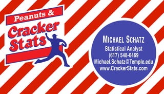 MICHAEL SCHATZ
Statistical Analyst
(617) 548-0469
Michael.Schatz@Temple.edu
www.CrackerStats.com
 