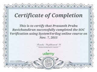 SOC Verification using System Verilog certificate