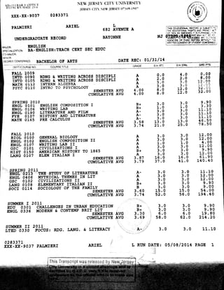 NJCU transcript | PDF