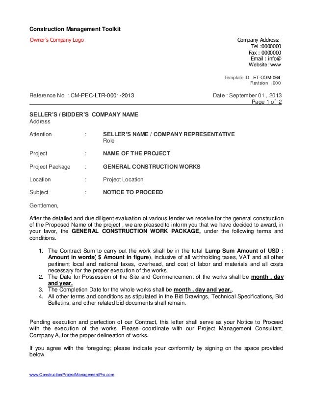 35 days bid procedure for construction project