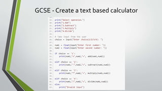 GCSE - Create a text based calculator
 