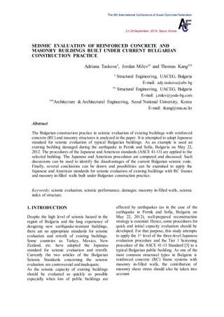 SEISMIC EVALUATION OF REINFORCED CONCRETE AND MASONRY BUILDINGS BUILT ...