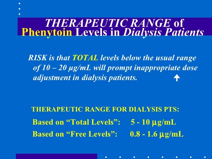 therapeutic dilantin level range