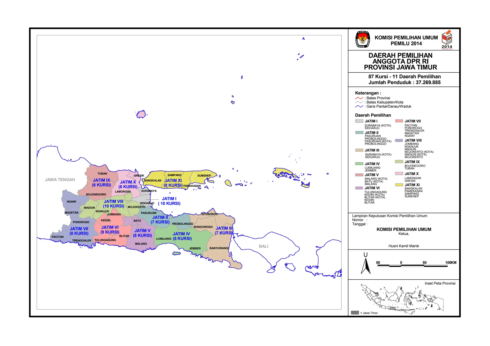 Pembagian wilayah dapil di jawa timur untuk pemilu dpr ri | PDF