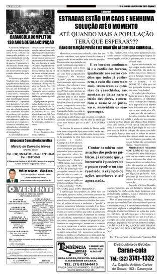 15 DE JANEIRO A 15FEVEREIRO 2012 -Página 2
Acidadede carangolaque
completou no dia setedeja-
neiro, 07/01, 130 anos de
ema...