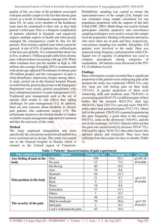 Patients' Perception of Acute and Chronic Pain and their Satisfaction ...
