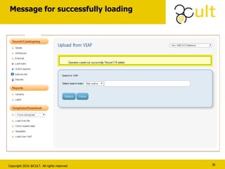 Copyright 2016 @CULT. All rights reserved
Message for successfully loading
36
 