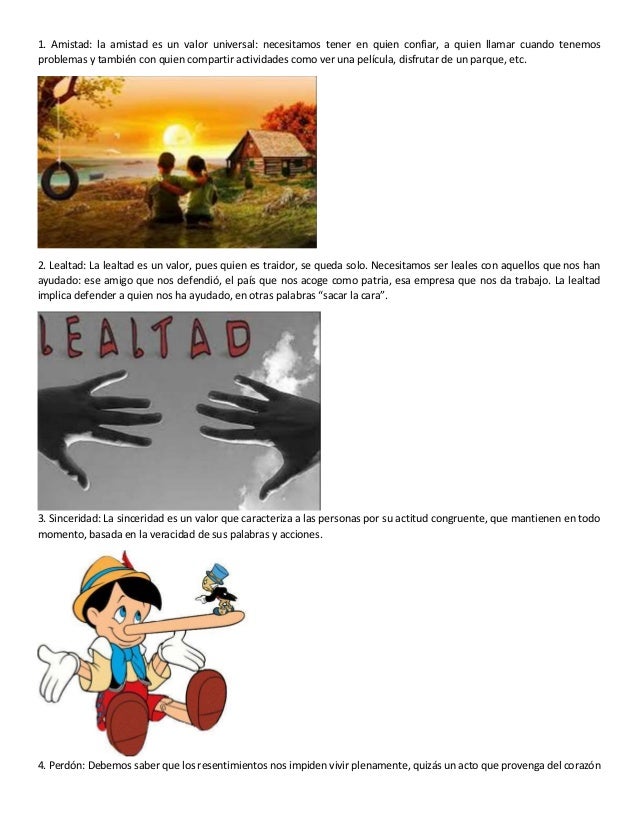 35 Valores Morales Y Eticos