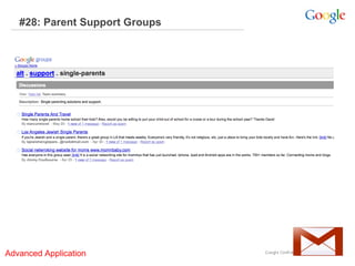 #28: Parent Support Groups Intermediate Application      Advanced Application     