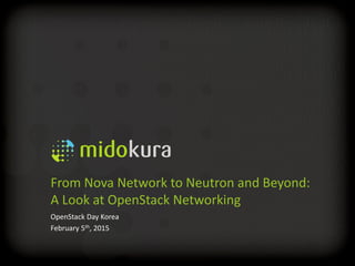 From Nova Network to Neutron and Beyond:
A Look at OpenStack Networking
OpenStack Day Korea
February 5th, 2015
 