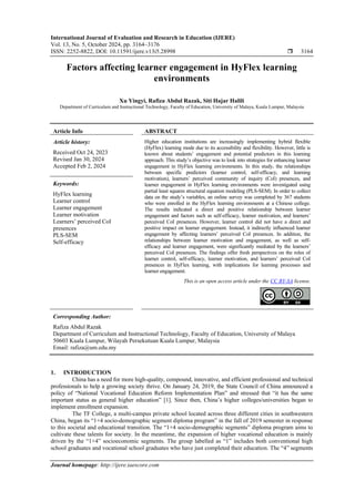 Factors affecting learner engagement in HyFlex learning environments | PDF