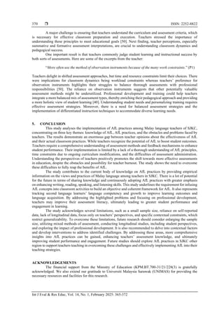 Assessment for learning practices among Malay language teachers in ...