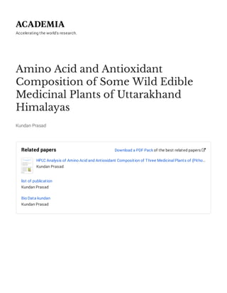 36-Amino Acid and Antioxidant Composition of Some Wild Edible Medicinal ...