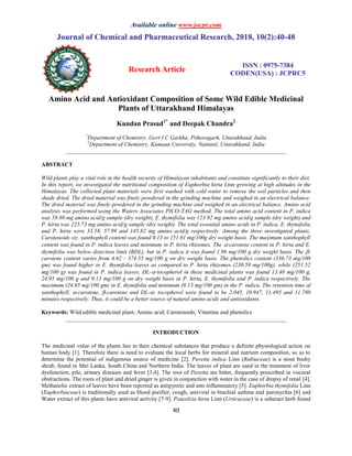 36-Amino Acid and Antioxidant Composition of Some Wild Edible Medicinal ...
