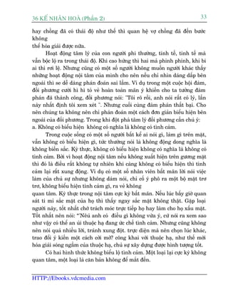 36 KÕ nh©n hoµ (Phêìn 2)                                                         33

hay chöìng àaä coá thaái àöå nhû thïë thò quan hïå vúå chöìng àaä àïën bûúác
khöng
thïí hoáa giaãi àûúåc nûäa.
       Hoaåt àöång têm lyá cuãa con ngûúâi phi thûúâng, tinh tïë, tinh tïë maâ
vêîn böåc löå ra trong thaái àöå. Khi cao hûáng thò hai maã phinh phñnh, khi bi
ai thò rúi lïå. Nhûng cuäng coá möåt söë ngûúâi khöng muöën ngûúâi khaác thêëy
nhûäng hoaåt àöång nöåi têm cuãa mònh cho nïn nïëu chó nhòn daáng dêëp bïn
ngoaâi thò se dïî daâng phaán àoaán sai lêìm. Vñ duå trong möåt cuöåc höåi àaâm,
àöëi phûúng cûúâi hò hò toã veã hoaân toaân maän yá khiïën cho ta tûúãng àaâm
phaán àaä thaânh cöng, àöëi phûúng noái: "Töi roä röìi, anh noái rêët coá lyá, lêìn
naây nhêët àõnh töi xem xeát ". Nhûng cuöëi cuâng àaâm phaán thêët baåi. Cho
nïn chuáng ta khöng nïn chó phaán àoaán möåt caách àún giaãn biïíu hiïån bïn
ngoaâi cuãa àöëi phûúng. Trong khi àöåt phaá têm lyá àöëi phûúng cêìn chuá yá:
a. Khöng coá biïíu hiïån khöng coá nghôa laâ khöng coá tònh caãm.
       Trong cuöåc söëng coá möåt söë ngûúâi bêët kïí ai noái gò, laâm gò trïn mùåt,
vêîn khöng coá biïíu hiïån gò, tûác thûúâng noái laâ khöng àöång dong nghôa laâ
khöng biïën sùæc. Kyâ thûåc, khöng coá biïíu hiïån khöng coá nghôa laâ khöng coá
tònh caãm. Búãi vò hoaåt àöång nöåi têm nïëu khöng xuêët hiïån trïn gûúng mùåt
thò àoá laâ àiïìu rêët khöng tûå nhiïn khi caâng khöng coá biïíu hiïån thò tònh
caãm laåi rêët xung àöång. Vñ duå coá möåt söë nhên viïn bêët maän lúâi noái viïåc
laâm cuãa chuã sûå nhûng khöng daám noái, chó cöë yá phö ra möåt böå mùåt trú
trú, khöng biïíu hiïån tònh caãm gò, ra veã khöng
quan têm. Kyâ thûåc trong nöåi têm cûåc kyâ bêët maän. Nïëu luác bêëy giúâ quan
saát ti mó sùæc mùåt cuãa hoå thò thêëy ngay sùæc mùåt khöng thêåt. Gùåp loaåi
ngûúâi naây, töët nhêët chúá traách moác trûåc tiïëp hoå hay laâm cho hoå xêëu mùåt.
Töët nhêët nïn noái: “'Nïuá anh coá àiïìu gò khöng vûâa yá, cûá noái ra xem sao
nhû vêåy coá thïí an uãi thuöåc haå àang ûác chïë tònh caãm. Nhûng cuäng khöng
nïn noái quaá nhiïìu lúâi, traánh xung àöåt. trûåc diïån maâ nïn choån luác khaác,
trao àöíi yá kiïën möåt caách cúãi múã? cöng khai vúái thuöåc haå, nhû thïë múái
hoáa giaãi soáng ngêìm cuãa thuöåc haå, chuã sûå xêy dûång àûúåc hònh tûúång töët.
       Coá hai hònh thûác khöng biïíu löå tònh caãm. Möåt loaåi laåi cûåc kyâ khöng
quan têm, möåt loaåi laâ cùn baãn khöng àïí mùæt àïën.


HTTP://Ebooks.vdcmedia.com
 