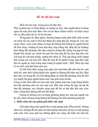 36 KÕ nh©n hoµ (Phêìn 2)                                                          42


                          Kïë 16. Kïë hai mùåt


        Diïîn troâ hai mùåt trong quan hïå àùåc thuâ.
Thïë sûå phaãi tuây cú haânh àöång, coá cûúng coá nhu, laâm ngûúâi phaãi coá haâng
ngaân böå mùåt nhû möåt diïîn viïn taâi ba àaãm nhiïåm nhiïìu vai khaác nhau
rêët xa, àêu phaãi chó coá vaâi ba böå mùåt.
        Trong giao tïë, àaâm phaán, thûúng lûúång trûúác phaãi biïët caách tûå baão
vïå mònh röìi sau múái coá thïí chuã àöång têën cöng àaåt lêëy thùæng lúåi. Luác naâo
cuäng “nhu”, luön luön àoáng vai keáp àoã khöng thïí khöng bõ ngûúâi khinh
dïî laâm nhuåc, thûúâng bõ boån keáp àen, keáp trùæng lûâa. Keáp àoã laåi thûúâng
kñch àöång àöëi phûúng, àêu àêu cuäng bõ chöëng àöëi, khùæp núi gùåp keã thuâ.
Ngûúâi thuã thuêåt cao minh thò gioãi luác laâm keáp àoã luác laâm keáp àen, luác
vûâa keáp àoã vûâa keáp trùæng, cûúng nhu kiïn cöë. (Taác giaã duâng hònh tûúång
hoáa trang cuãa caác keáp haát. Keáp àoã mùåt àoã laâ ngûúâi trung, keáp àen mùåt
àen laâ ngûúâi aác, keáp trùæng mùåt trùæng laâ ngûúâi nõnh - ND). Nhû vêåy múái
laâ cao thuã, múái àaåt hiïåu quaã cao.
        Coá thïí biïíu diïîn trong möåt ngaây sùæc mùåt biïën àöíi nhû tùæc keâ, möåt
chöëc àoã, möåt chöëc trùæng khiïën cho ngûúâi ta khöng biïët àêu maâ lêìn. Keáp
àen thuã vai hung àöì, saát khñ àùçng àùçng uy hiïëp àöëi phûúng, keáp àoã thuã
vai ngûúâi töët giuáp ngûúâi thoaát naån, hoáa giaãi mêu thuêîn.
Cuäng coá khi biïíu diïîn troâ hai mùåt möåt xûúáng möåt hoåa tung hûáng khiïën
cho àöëi phûúng nhû rúi vaâo mêy muâ. Khi mùåt trùæng thò gêy aáp lûåc àe
doåa àöëi phûúng, sau chuyïín sang mùåt àoã thò seä àaåt àïën kïët quaã viïn
maän. Cöng hiïåu khöng thïí noái hïët àûúåc.
        Chuáng ta khöng nïn sûã duång phûúng phaáp hai mùåt gaåt ngûúâi cuãa
keã tiïíu nhên nhûng cuäng khöng thïí khöng tòm hiïíu phûúng phaáp àoá.
1 . Diïîn viïn taâi cao phaãi gioãi biïën sùæc mùåt

      Chúá nghô rùçng möîi ngûúâi chó coá möåt gûúng mùåt. Phuå mûä thò khöng
phaãi noái, thûúång àïë cho phuå nûä möåt gûúng mùåt phuå nûä taåo ra möåt gûúng
mùåt nûäa. Coân nam giúái tuy khöng phêën son cuäng vêîn biïën sùæc nhû tùæc

HTTP://Ebooks.vdcmedia.com
 