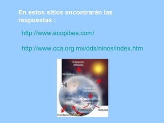 http://www.ecopibes.com/ http://www.cca.org.mx/dds/ninos/index.htm En estos sitios encontrarán las respuestas :
