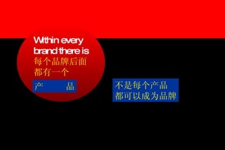 Within every  brand there is 每个品牌后面 都有一个 产  品 不是每个产品 都可以成为品牌 
