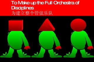 To Make up the Full Orchestra of Disciplines 为建立整个管弦乐队 