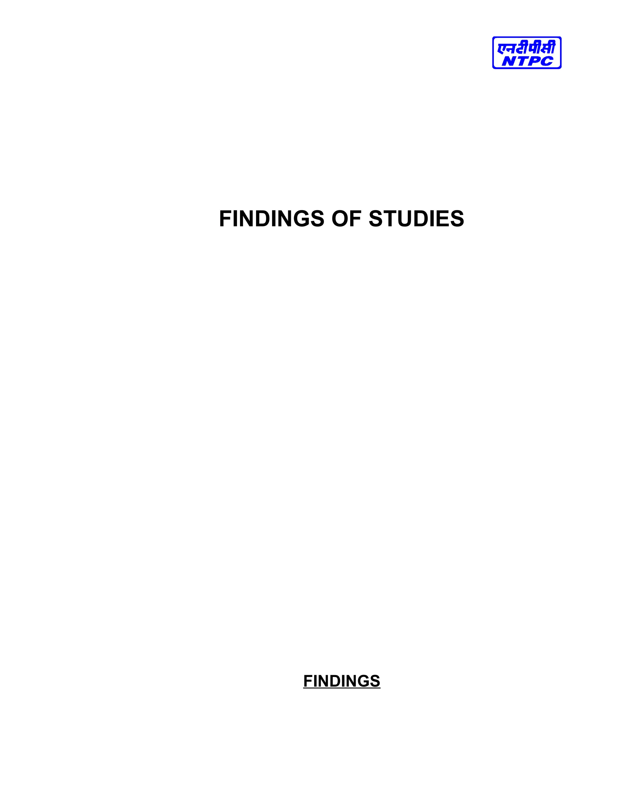FINDINGS OF STUDIES
FINDINGS
 