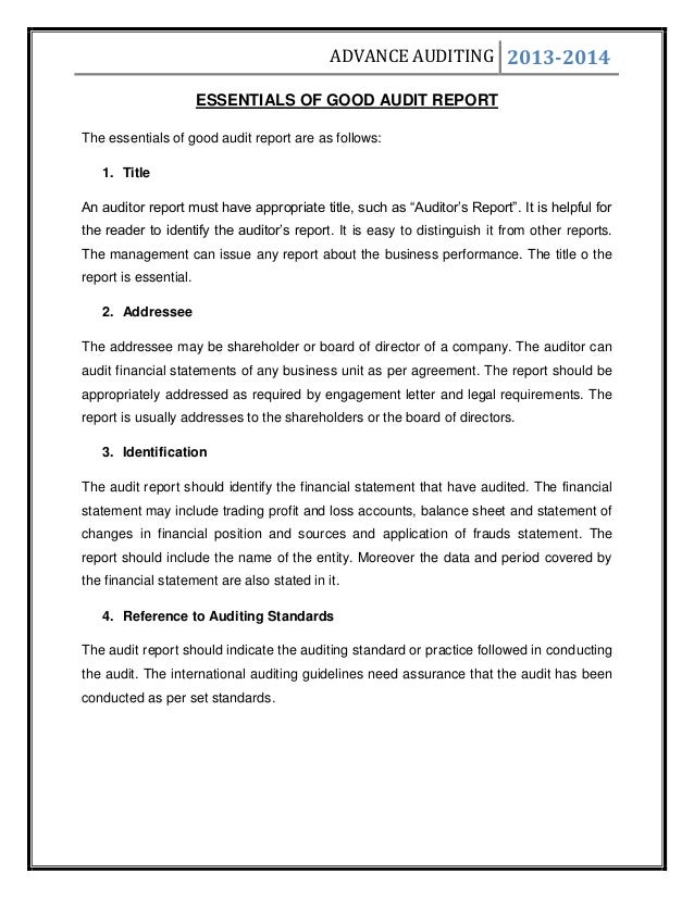 audit reports example