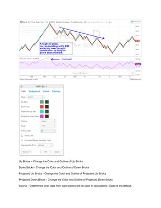 Up Bricks – Change the Color and Outline of Up Bricks
Down Bricks - Change the Color and Outline of Down Bricks
Projected Up Bricks - Change the Color and Outline of Projected Up Bricks
Projected Down Bricks - Change the Color and Outline of Projected Down Bricks
Source - Determines what data from each period will be used in calculations. Close is the default.
 