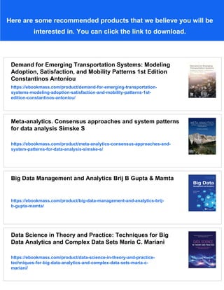 Mobility Patterns, Big Data and Transport Analytics: Tools and ...