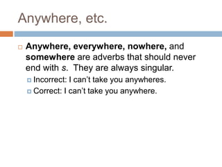 Nowhere Definition Common Grammar Mistakes explained in simple words.ppt