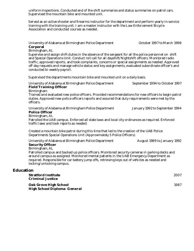 campus police officer resume law enforcement resume sample