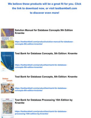 Test Bank for Database Concepts 9th Edition Kroenke | PDF