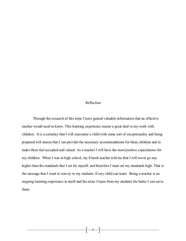 Reflection paper on autism