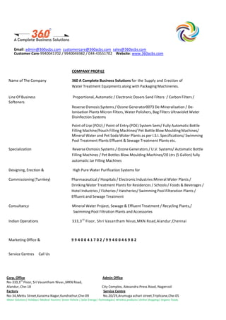 360water Solutions profile - 360acbs Group | PDF