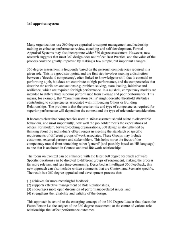 360 Appraisal System PDF 360 appraisal system pdf