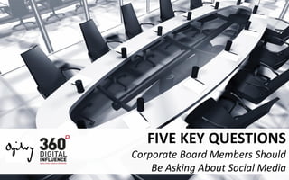 FIVE KEY QUESTIONS
Corporate Board Members Should
    Be Asking About Social Media
 