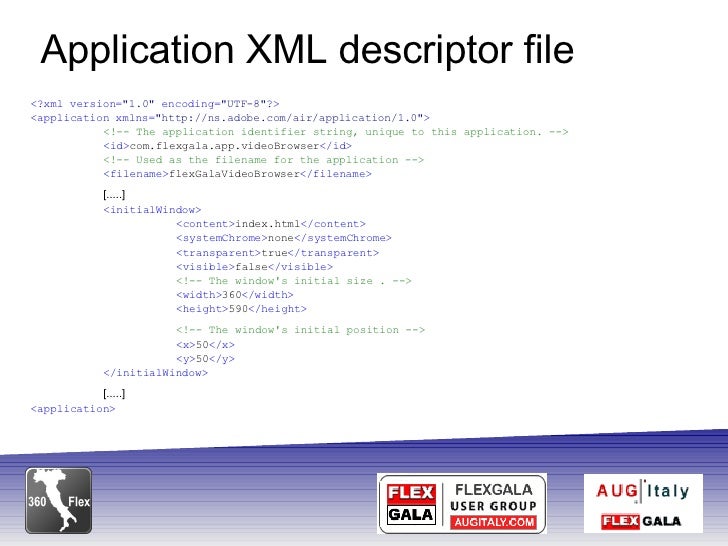 Application XML descriptor file