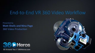 End-to-End VR 360 Video Workflow
Presented by
Matt Sheils and Nina Page
360 Video Production
 