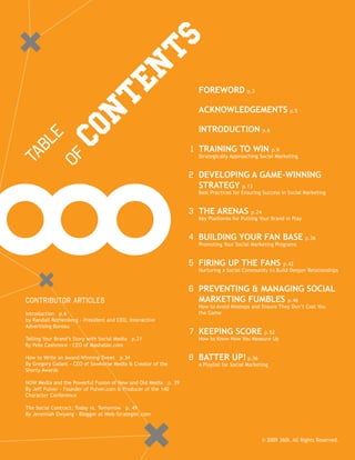 TABLE
OF
CONTENTS
		FOREWORD p.3
		 ACKNOWLEDGEMENTS p.5
		 INTRODUCTION p.6
	 1	TRAINING TO WIN p.9
Strategically Approac...