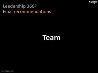 Leadership 360º
 Final recommendations




                  Team


xaviroca.com
 