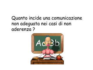 Quanto incide una comunicazione
non adeguata nei casi di non
aderenza ?
 